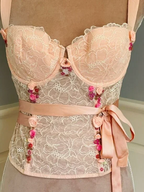 Victorias Secret Y2k Angels Corset Pink Lace Bustier Coquette Fairycore Top 36C - Picture 3 of 14